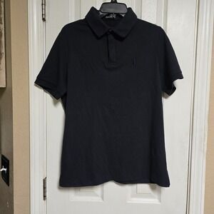 BAOBAB Perfect Shirt Mens L 1/4 Zip Black Polo Pima Cotton Short Sleeve